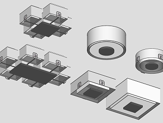 Round Square Engraved Ceiling Lamp Combination 3d model