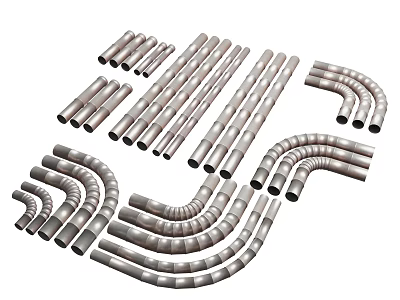 Industrial Metal Pipes And Fittings With Straight And Curved Shapes For Industrial Applications 3d model