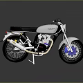 FANTONI Silver Vintage Motorcycle With Black Seat Blue Wheels And Yellow Exhaust
