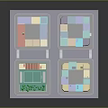 Cartoon Cityscape 3D Model With Colorful Buildings And Green Park Area