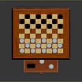 Wooden Chess Table With Drawer And Black White Chess Pieces On Top