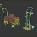 Two Yellow Industrial Transport Hand Trucks With Wheels Handles And Loading Design