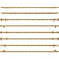 Golden Curtain Rods In Different Styles With Decorative Ends And Hooks