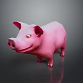 Cute Pink Pig 3D Model With Smiling Expression And Cartoon Design