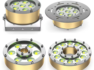Modern Downlights And Spotlights With Golden Metal Housing And LED Light Bulbs 3d model