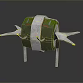3D Rendered Futuristic Mechanical Device With Green Gray Exterior And Wing Like Structures