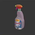 Blender Cleaning Spray With Red Nozzle White Body Blue Yellow Label On Dark Indoor Table