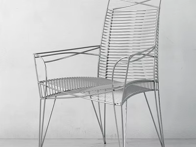 Sleek Modern Lounge Chair With Metal Frame And Woven Design Structure 3d model