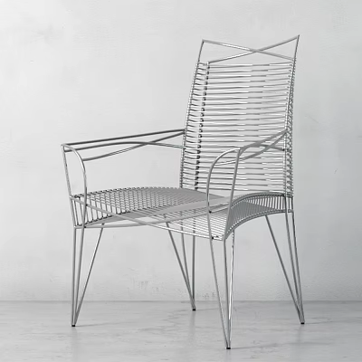 Sleek Modern Lounge Chair With Metal Frame And Woven Design Structure 3d model