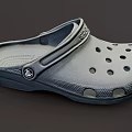 Classic Gray Crocs Shoes With Perforated Design And Adjustable Strap 3d model