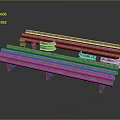 Shiny Metal Construction Components Featuring Parallel Steel Rails Curved Connectors And Reflective Surface