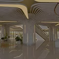 Modern Mall Shop Interior With Curved Ceiling Design Shoppers Walking Bright Open Space