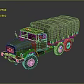 Green Military Transport Truck With Covered Cargo Bed And Heavy Duty Wheels