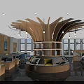 Modern Leisure Area Interior With Wooden Partitions Comfortable Sofas And Bookshelves
