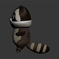 Cute 3D Cartoon Raccoon Character With Big Eyes And Standing Pose