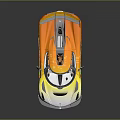 Sleek Race Car With Gradient Yellow White Body Rear Wing And Alloy Wheels