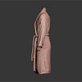 Soft Pink Bathrobe With Long Sleeves And Comfortable Tie Waist Design