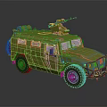 Yellow Off-Road Functional Vehicle With Sturdy Structure Roof-Mounted Equipment And Large Tires