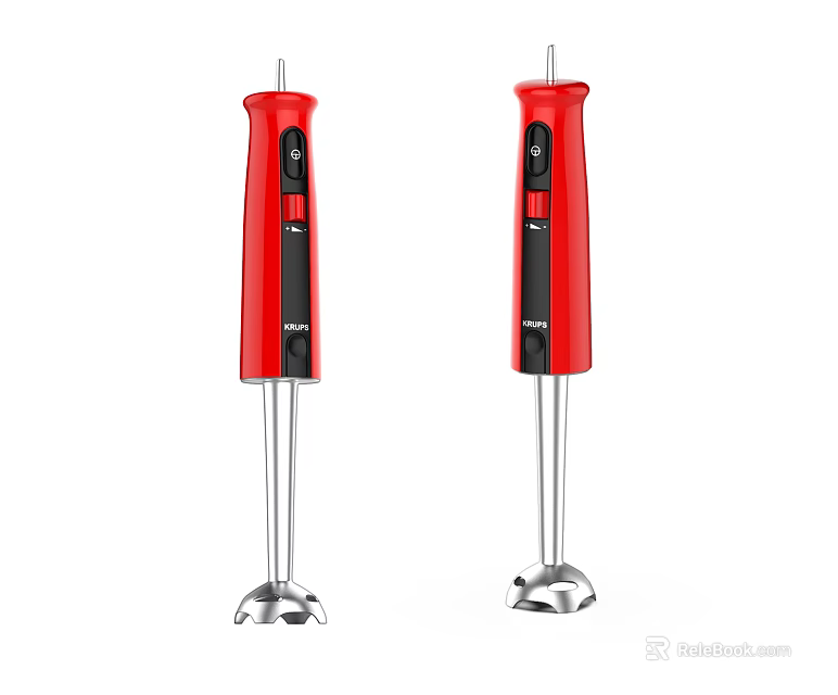 Two Red Hand Blenders Efficient Home Kitchen Appliances For Food Mixing 3d model 