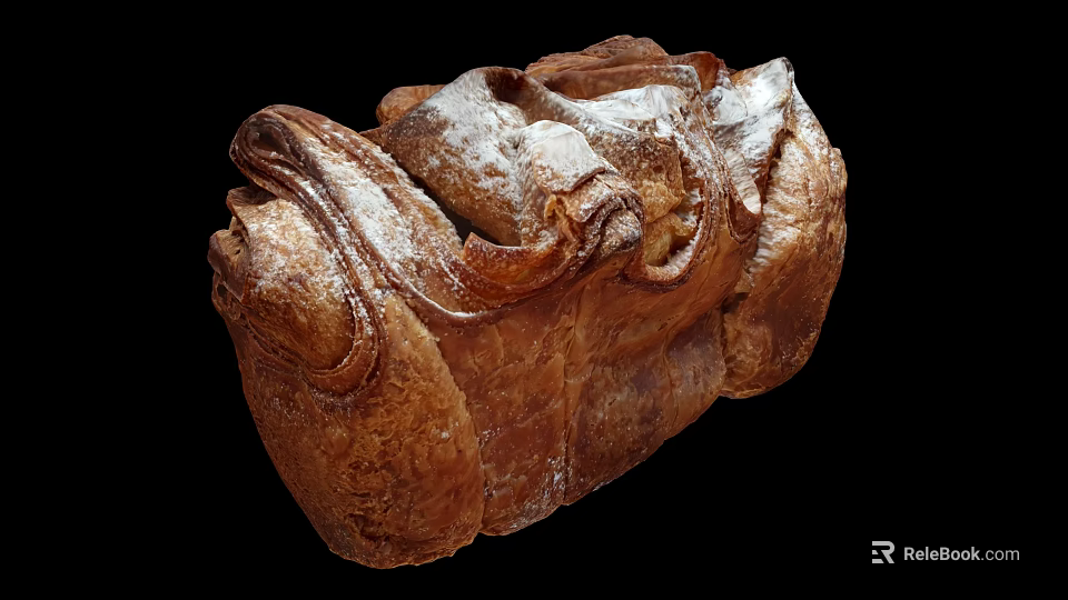Golden Crusty Artisan Bread With Swirled Texture And Flour Dusting 3d model 