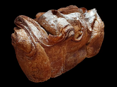 Golden Crusty Artisan Bread With Swirled Texture And Flour Dusting 3d model