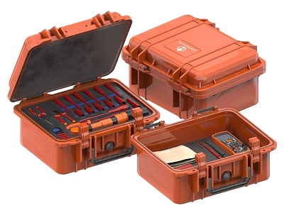 Orange Heavy Duty Industrial Tool Cases With Secure Locking And Organized Tool Storage 3d model
