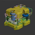 Yellow Underwater Mechanical Equipment With Metal Frame And Blue Parts
