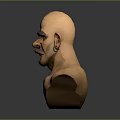Game Movie Character Bald Head With Thick Eyebrows Mustache Earrings 3D Model Bust