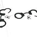 Black Metal Handcuffs With Chain And Keys As Durable Hardware Tools 3d model