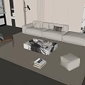 Modern Sofa Coffee Table Combination Multi-person Sofa Coffee Table Single Leisure Chair Floor Lamp Carpet Side Table Ornaments 3d model