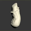 White Stone Sculpture Artwork With Smooth Surface And Small Decorative Hole Design