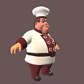 Man Dressed As Chef In White Chef Uniform With Red Accents And Chef Hat