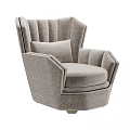 Elegant Light Gray Single Sofa Featuring Scalloped Back Wide Armrest And Comfortable Cushion 3d model
