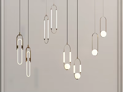 Modern Pendant Lights With Hanging Metal Frames And Geometric Minimalist Design 3d model