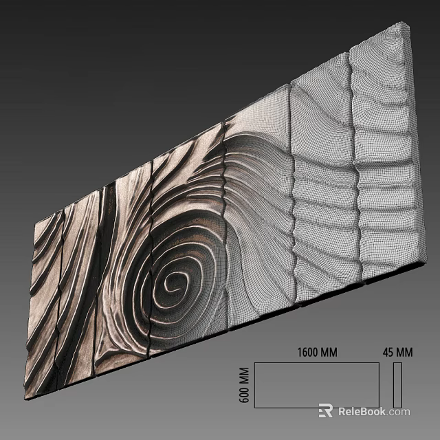 Decorative Wall with Intricate Carved Texture 1500 MM by 45 MM Modern Artistic Design 3d model 