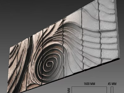 Decorative Wall with Intricate Carved Texture 1500 MM by 45 MM Modern Artistic Design 3d model