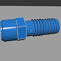 Blue 3D Printed Hexagonal Threaded Mechanical Part With Cylindrical Structure 3d model