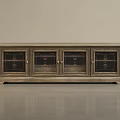 Elegant Wooden TV Cabinet With Glass Panel Doors And Spacious Storage Compartments 3d model