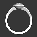 Elegant Silver Ring Featuring Central Diamond And Surrounding Small Diamonds Design 3d model