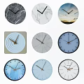 Modern Wall Clocks With Geometric Patterns And Various Shapes In Blue Gray Tones 3d model