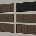Brown And Black Leather Upholstered Bed Headboards With Tufted And Panel Designs