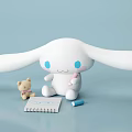 White Long Eared Game Character With Blue Eyes Small Teddy Bear Notebook And Blue Pen