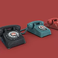 Vintage Rotary Phones Black Blue Red Retro Design Dial Features Digital Communication
