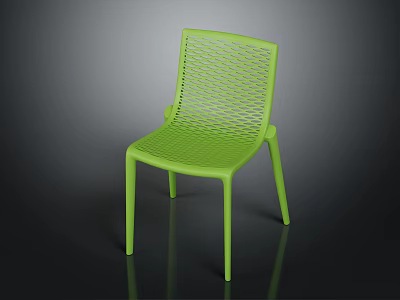 Modern Green Plastic Chair With Perforated Mesh Back And Seat Design 3d model