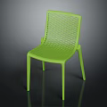 Modern Green Plastic Chair With Perforated Mesh Back And Seat Design