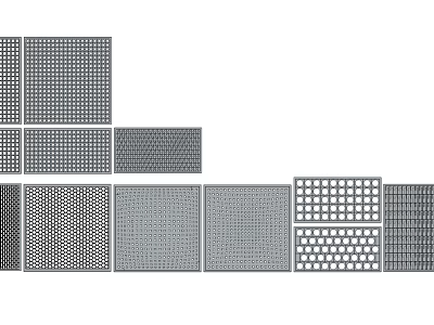 Various Perforated Metal Sheets With Different Mesh Patterns And Grid Designs 3d model
