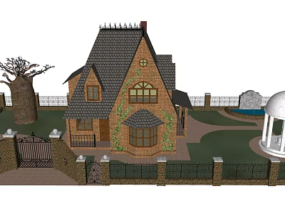 Jianou single-family villa wooden house villa construction 3d model