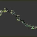 Natural Rock Formation With Green And Brown Textures On Reflective Surface