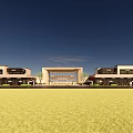 Modern Commercial Street Featuring Glass Facade Multiple Buildings And Open Lawn