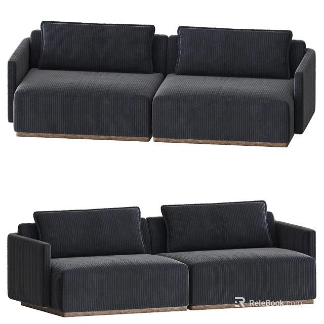 Modern Sectional Sofa With Corduroy Upholstery Spacious Seating And Plush Cushions 3d model 